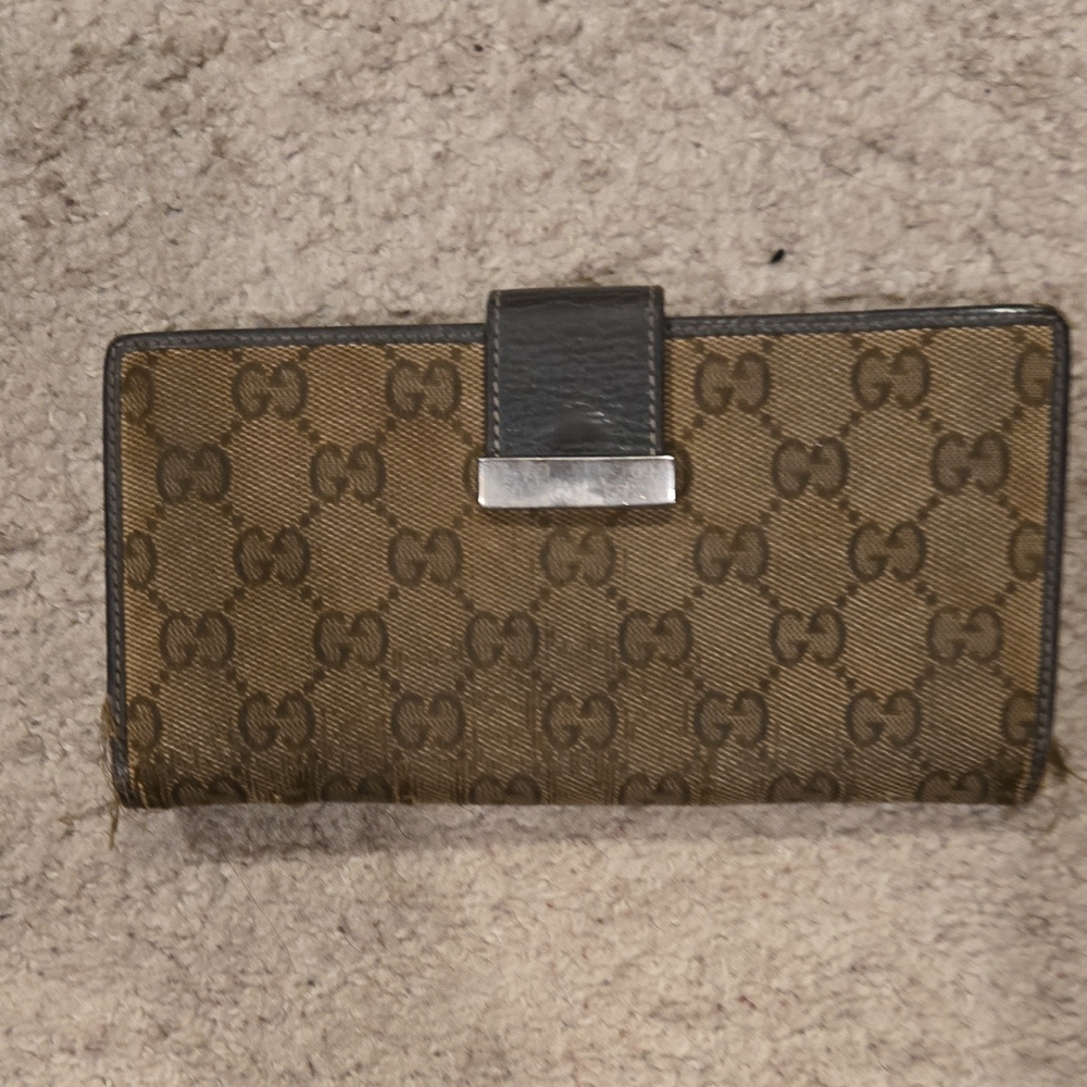 Gucci Tan and Brown Monogram Card Holder